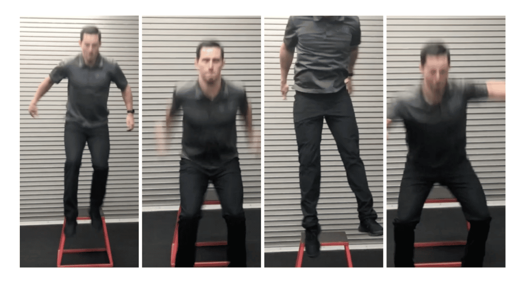 Plyometric training exercise depth jumps or squat jumps.